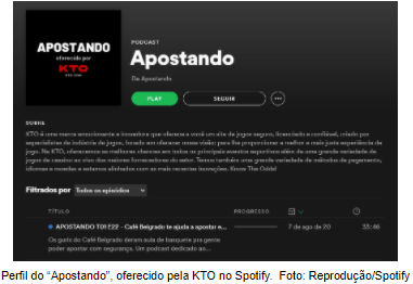 Perfil apostando da KTO no Spotify
